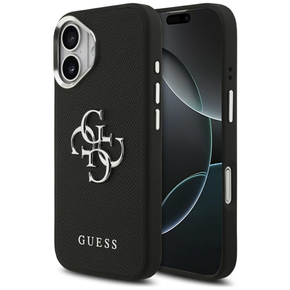 Guess Grained Big 4G Classic Logo viedtālruņa apvalks iPhone 17 - melns