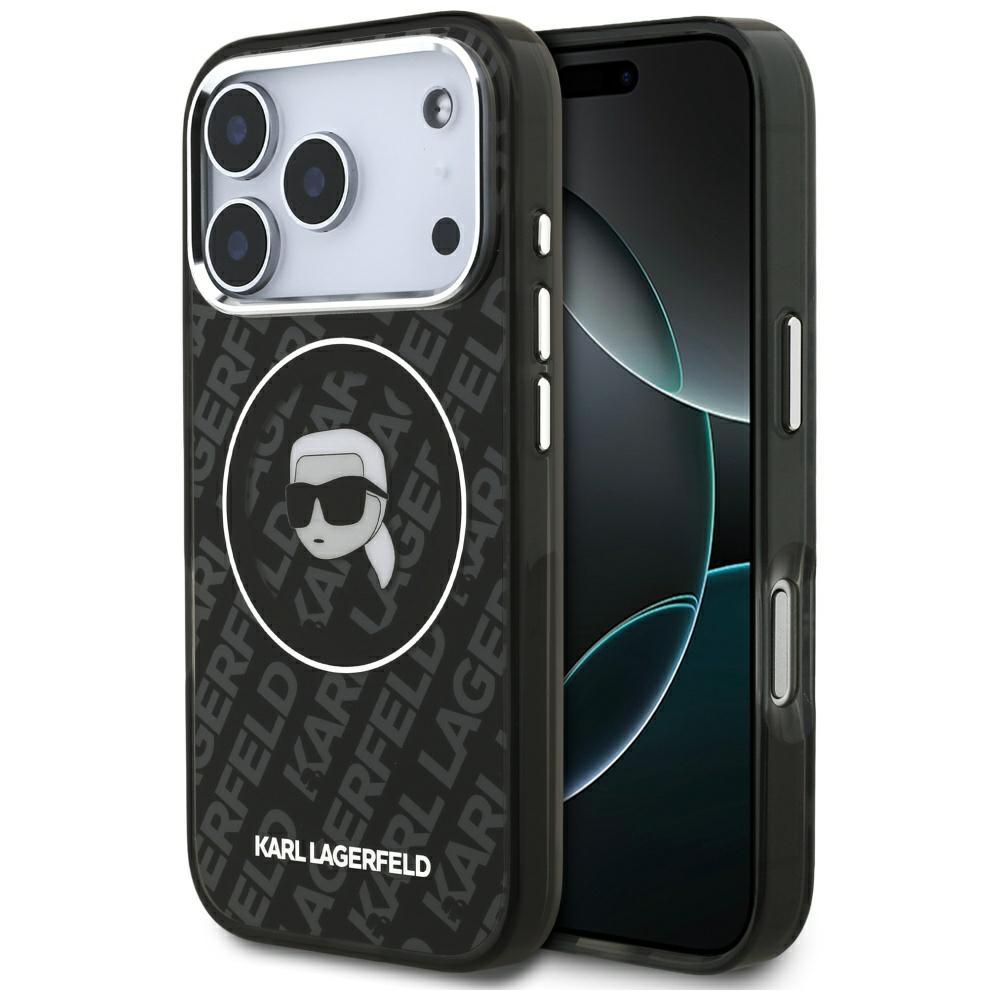 Karl Lagerfeld IML Karl Galvas Logotips Magnētiskais viedtālruņa apvalks iPhone 17 Pro Max - Melns