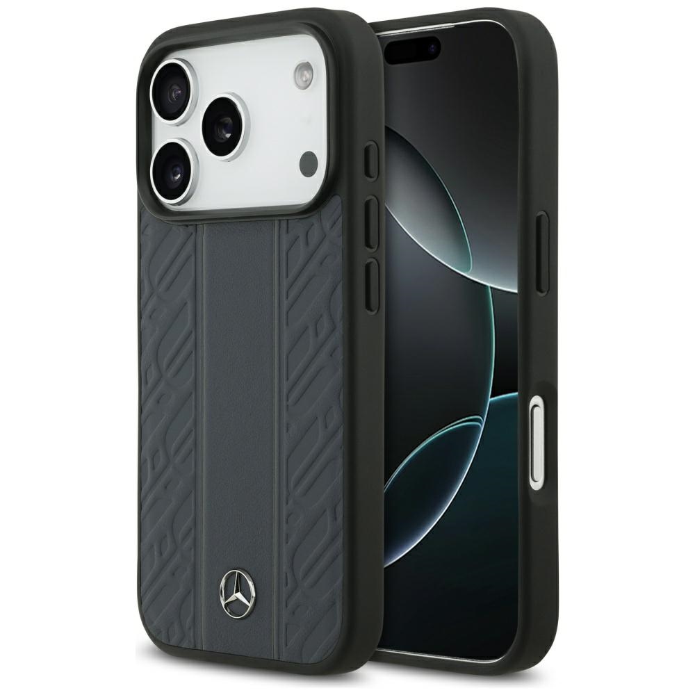 Mercedes Leather Laurel Leaves Stripes MagSafe Чехол для iPhone 17 Pro - синий