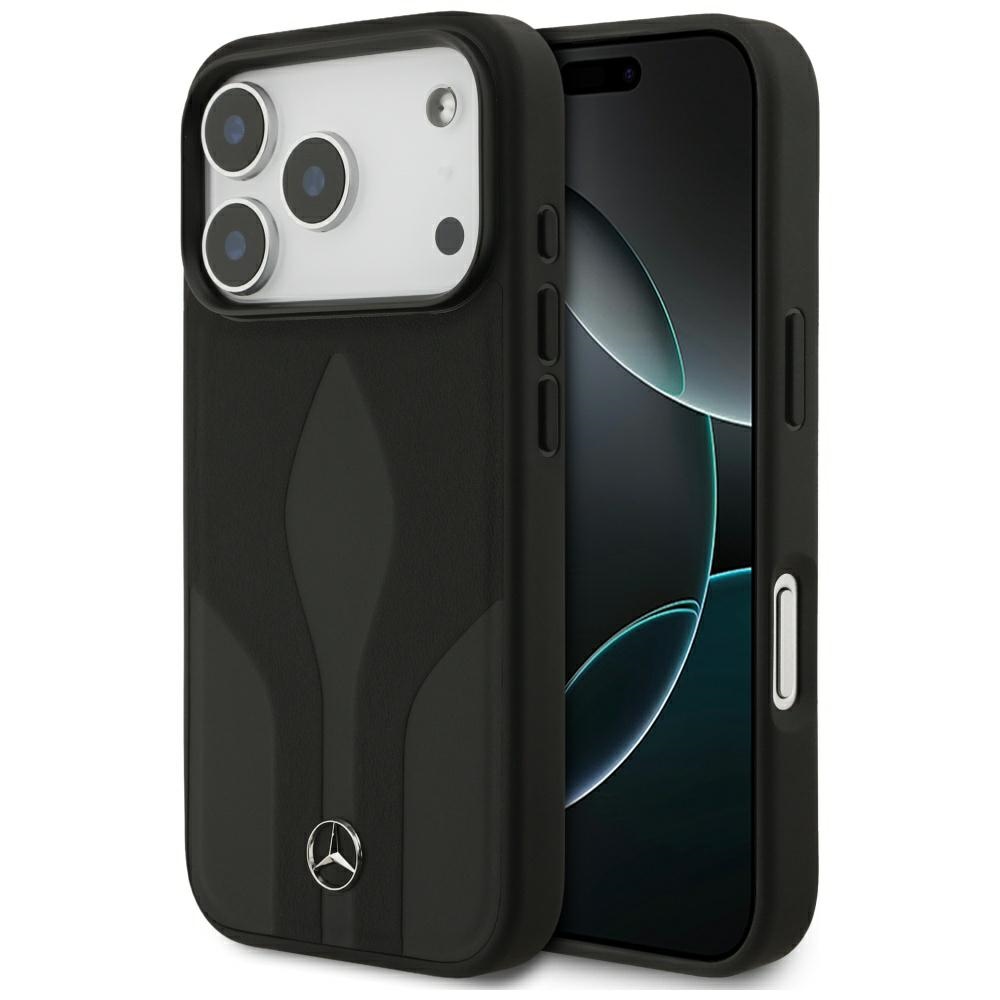 Mercedes ādas The Move magnētiskais viedtālruņa apvalks iPhone 17 Pro - melns