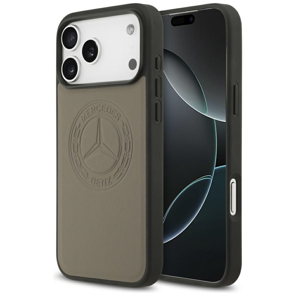 Mercedes Leather Vintage Logo MagSafe Чехол для iPhone 17 Pro Max - бежевый