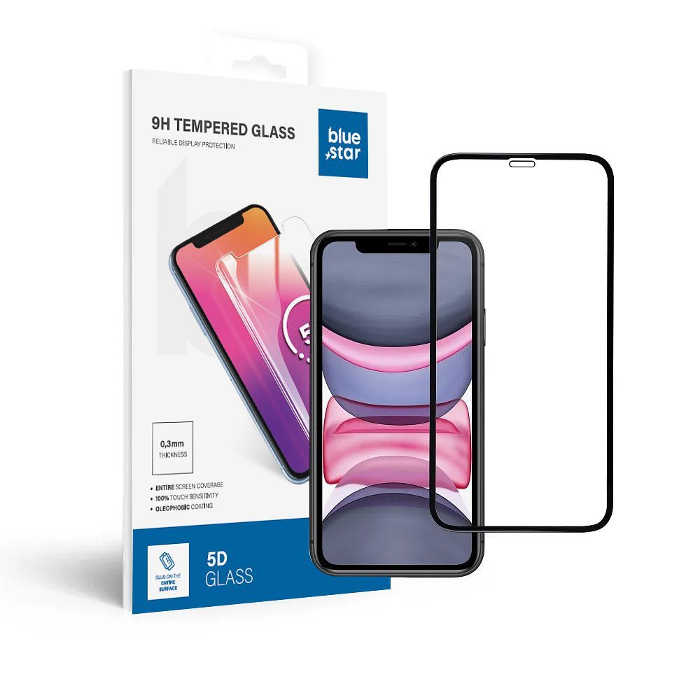 Aizsargstikls Blue Star - APP IPHONE XR/11 5D pilns pārklājums melns
