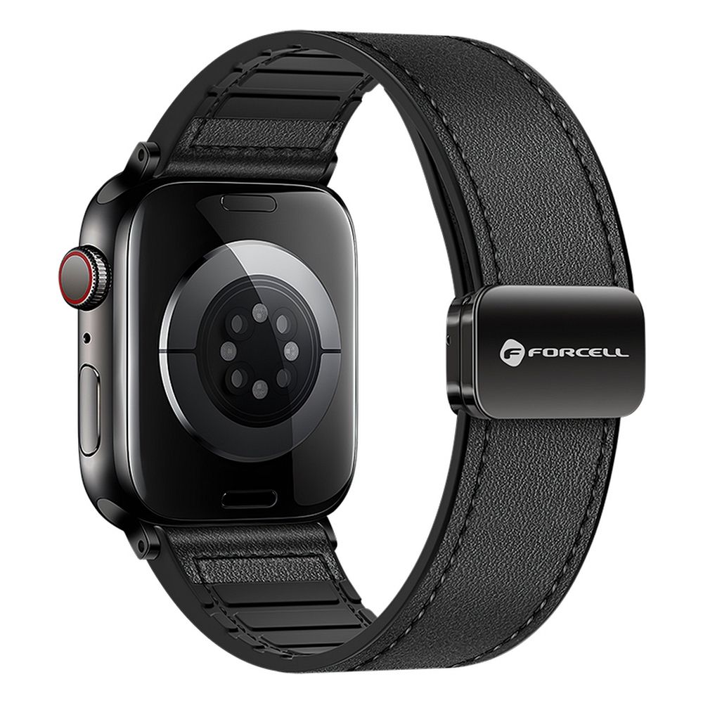 Ремешок для Apple Watch Forcell F-Design FA21 магнитная эко-кожа 42 / 44 / 45 / 49 мм чёрный