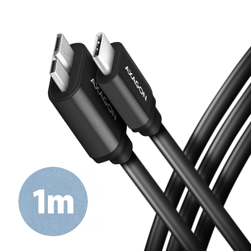 Axagon USB-C uz Micro-B kabelis 1m melns BUMM3-CM10AB