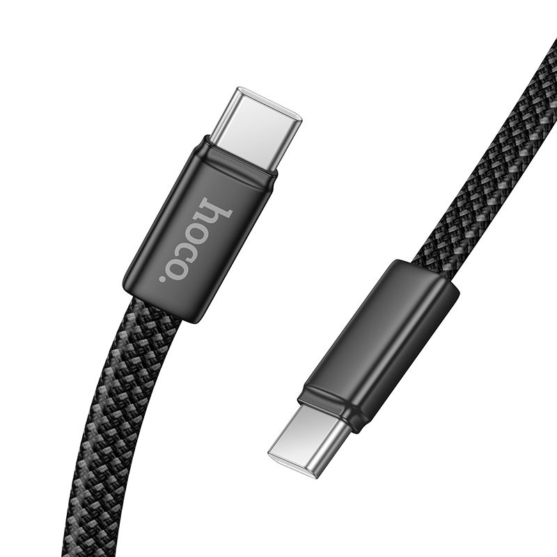 Plakanais kabelis USB C uz USB C Hoco 3A 60W 1 m X125 melns