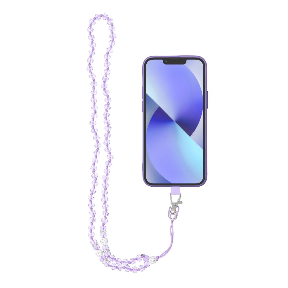 CRYSTAL DIAMOND tālruņa siksniņa, tālruņa piekariņš / auklas garums 74 cm (37 cm cilpā) / uz kakla – violets