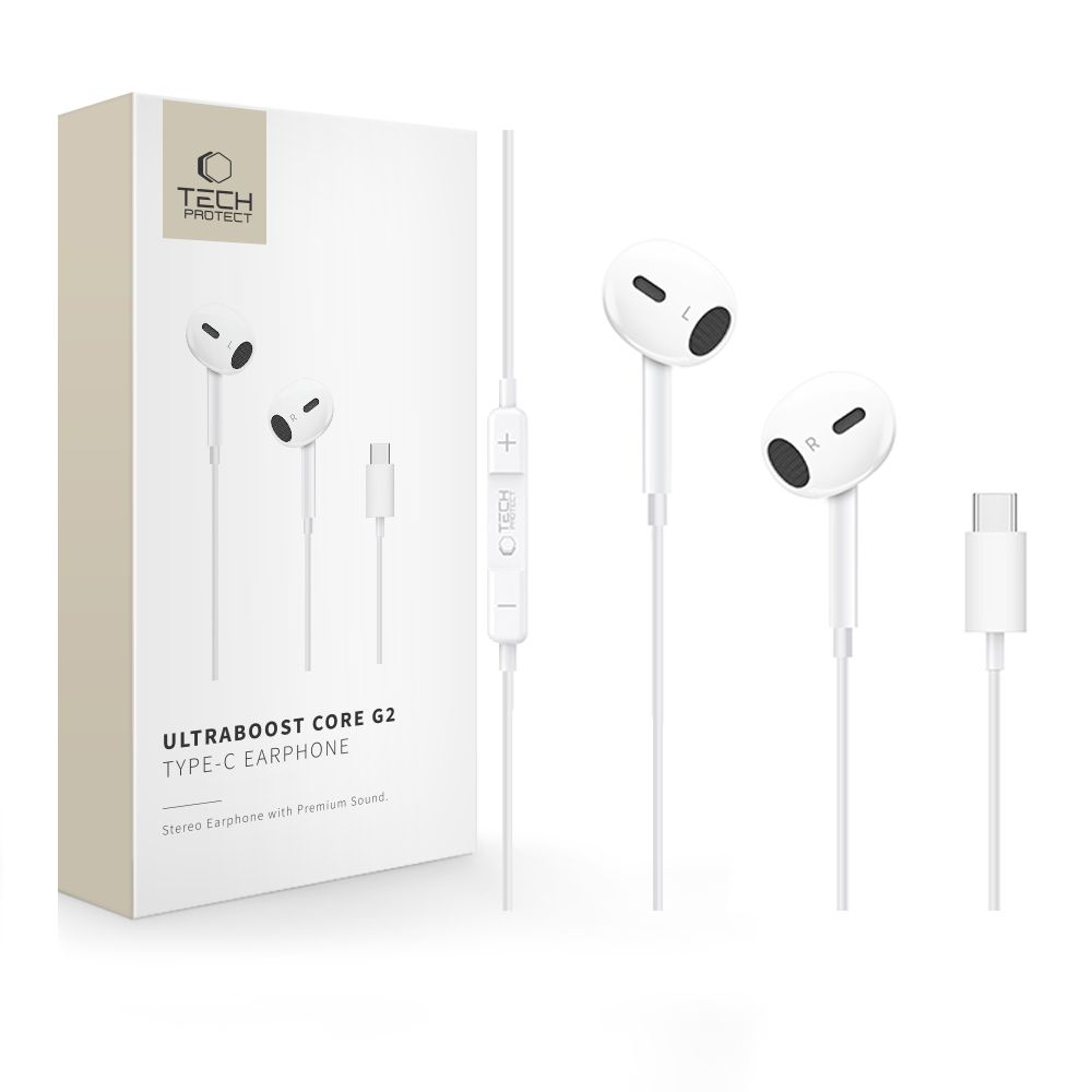 Tech-Protect Ultraboost Core G2 USB-C austiņas - baltas