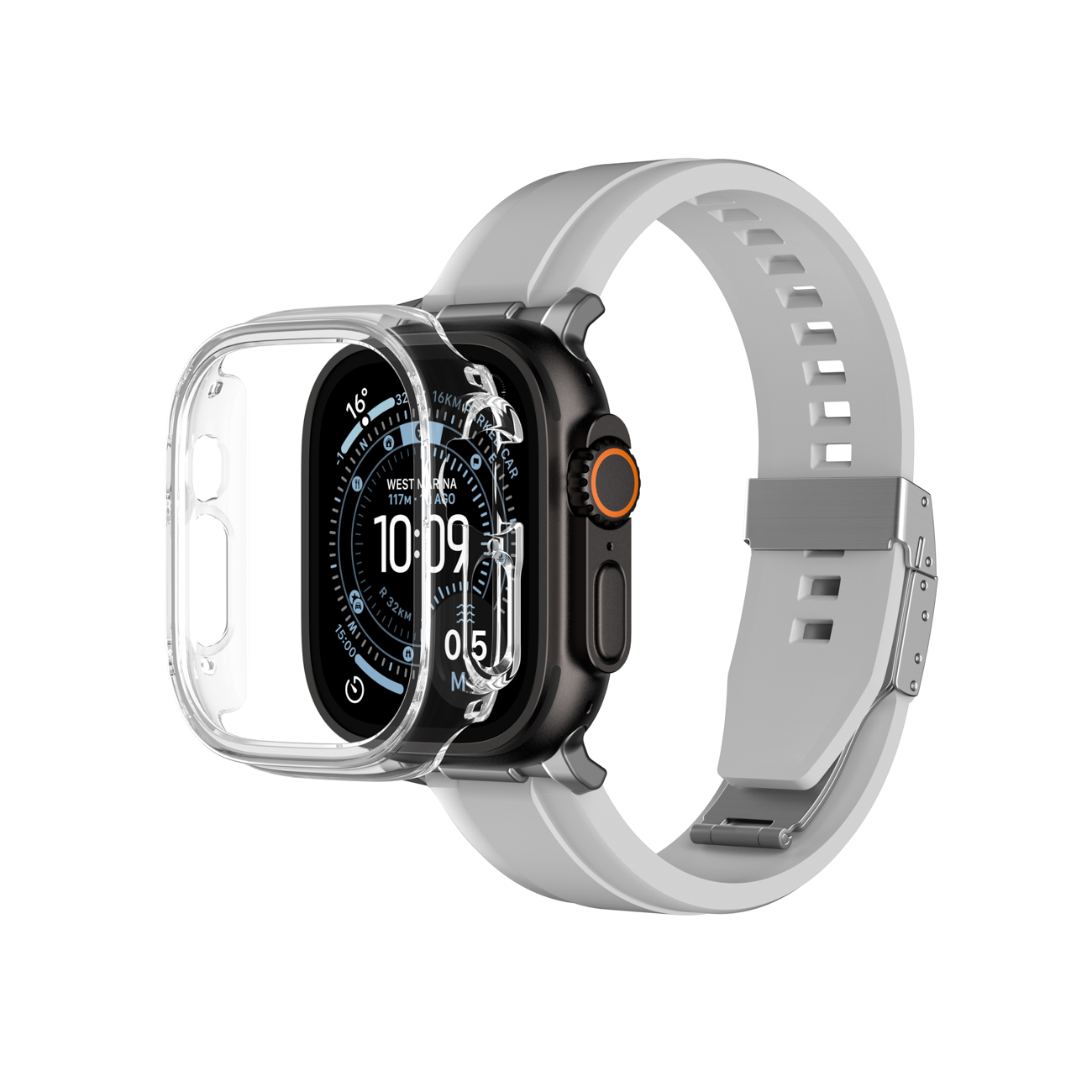 AmazingThing Minimal aizsargājošs vāciņš Apple Watch UItra 3 49mm - Caurspīdīgs