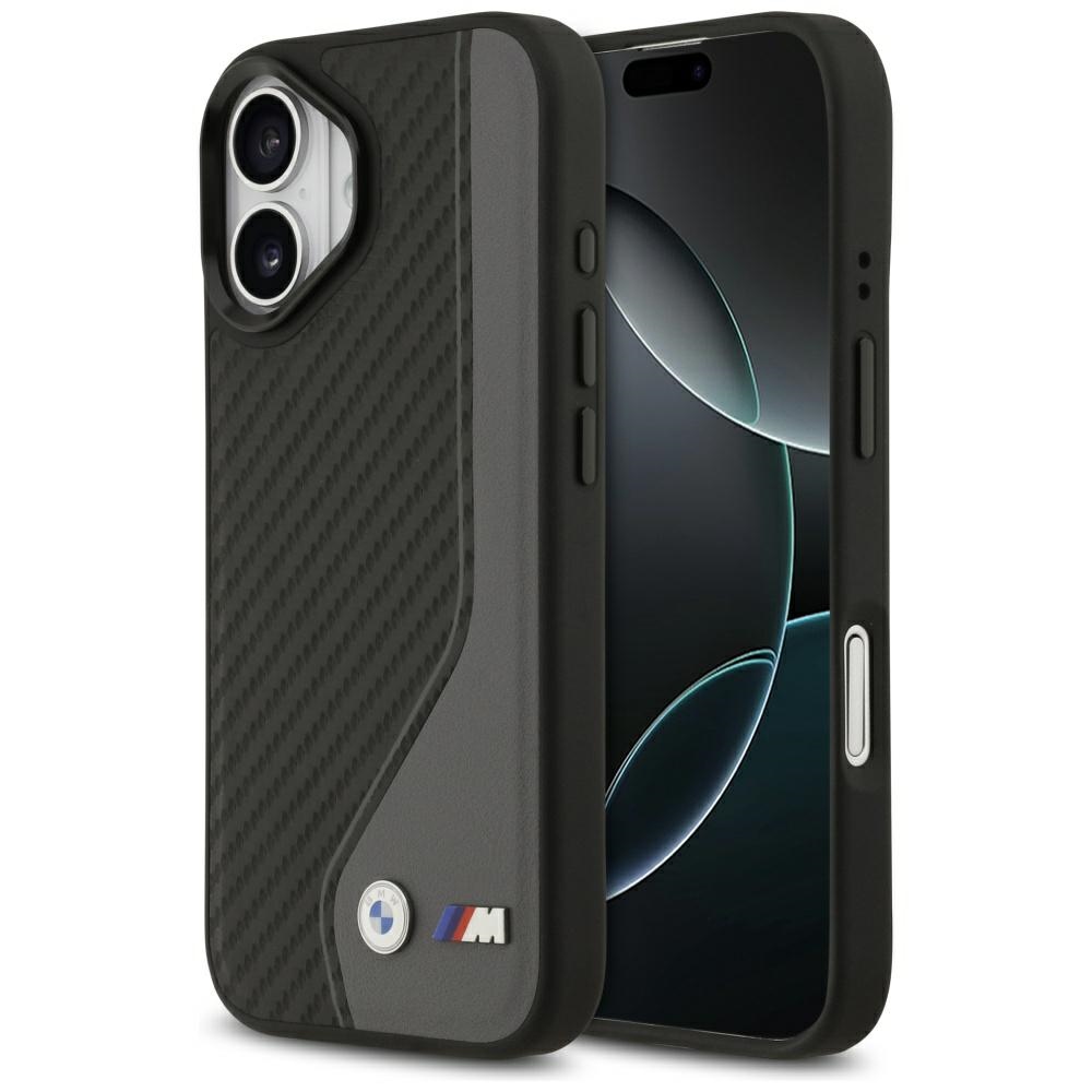 BMW viedtālruņa apvalks IPHONE 17, savietojams ar MagSafe BMHMP17S25PCCSCAK (PU oglekļa logotips) antracīta