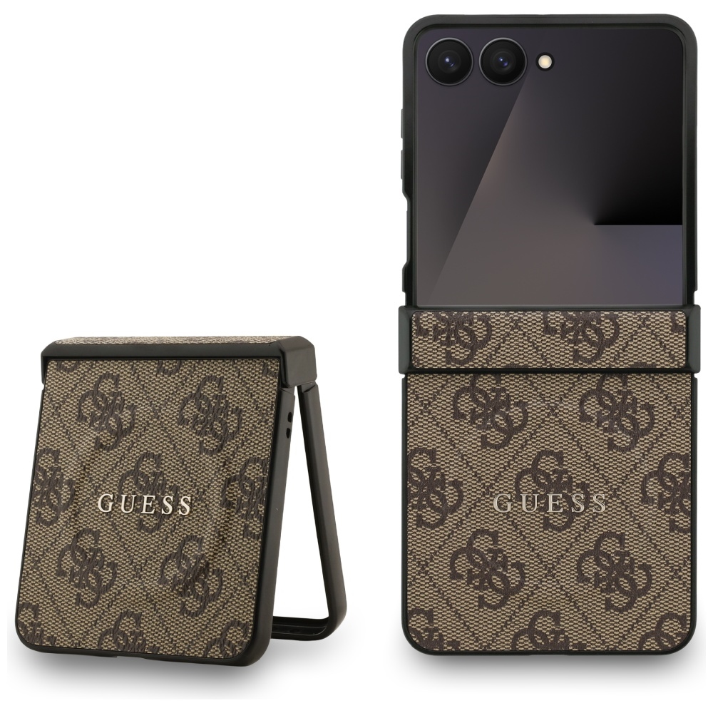 Guess 4G Classic Magnētiskais viedtālruņa apvalks Samsung Galaxy Z Flip 7 - brūna