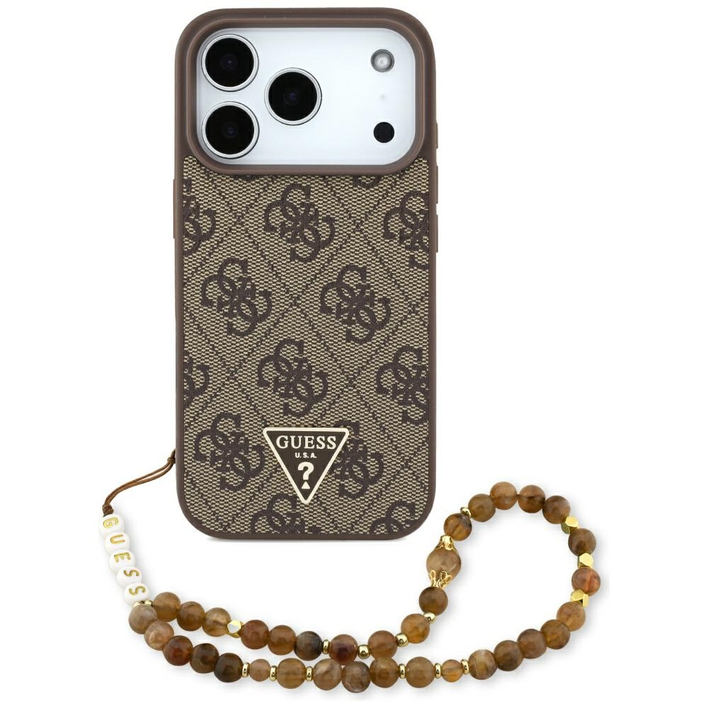 Guess 4G Strap Triangle Logo Magnētiskais viedtālruņa apvalks iPhone 17 Pro - brūna