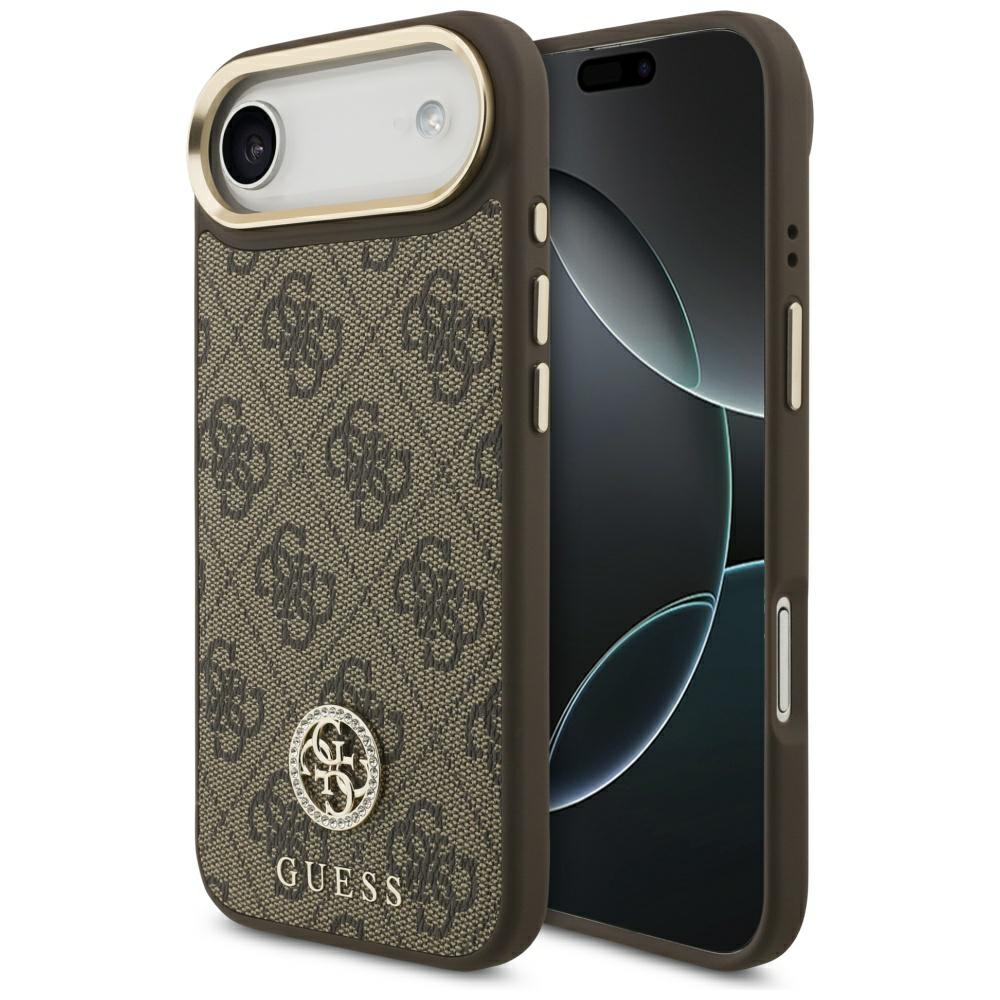 Guess 4G Strass Logo Magnētiskais viedtālruņa apvalks iPhone Air - brūna