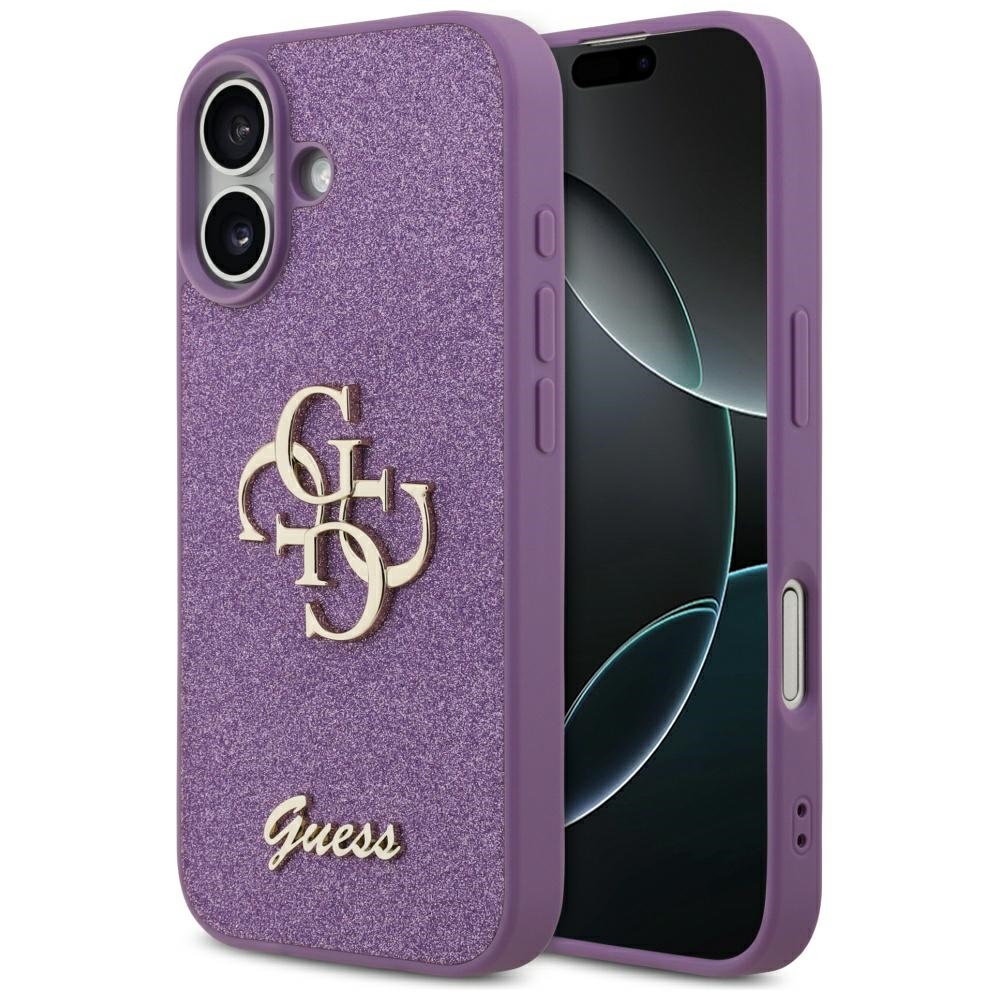 Guess Fixed Glitter Big 4G viedtālruņa apvalks iPhone 17 - violets