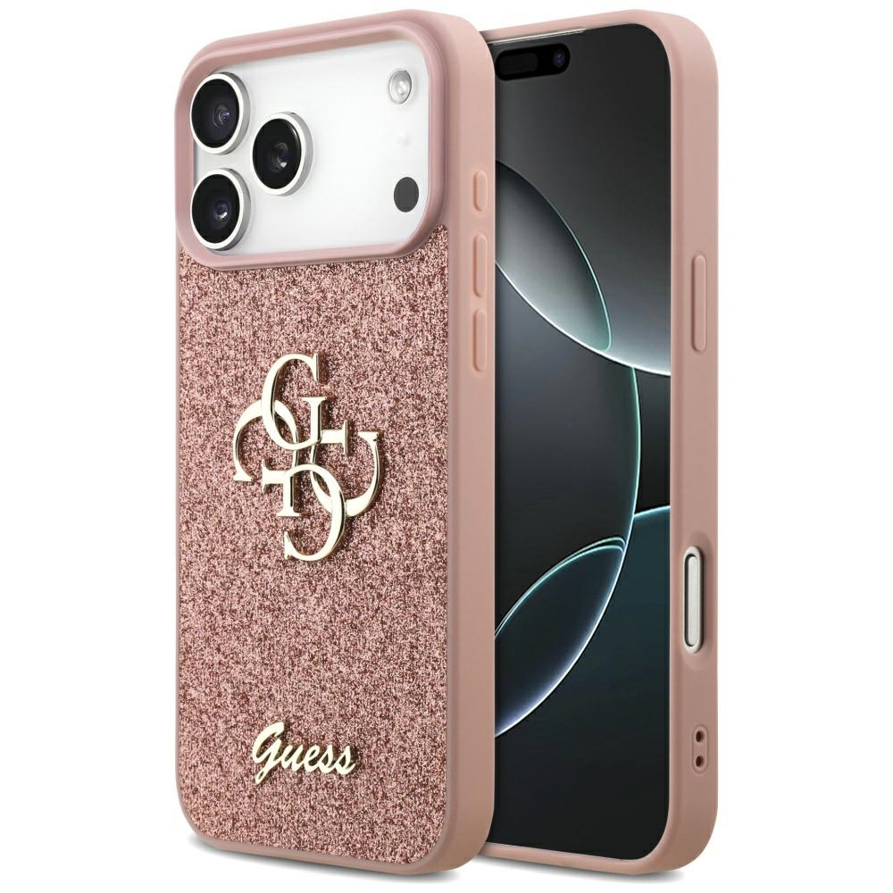 Guess Fixed Glitter Big 4G Чехол для iPhone 17 Pro Max - розовый
