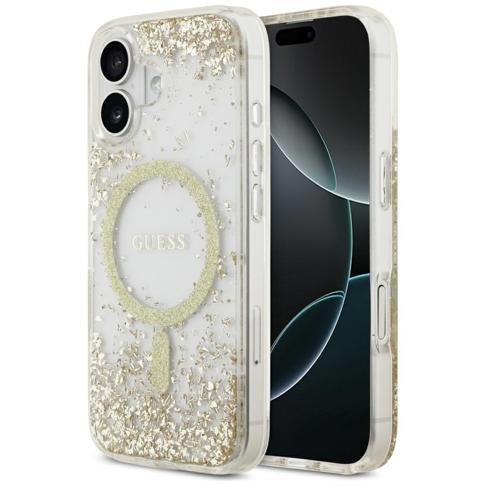 Guess Resin Bottom Glitter Magnētiskais viedtālruņa apvalks iPhone 17 - zelta