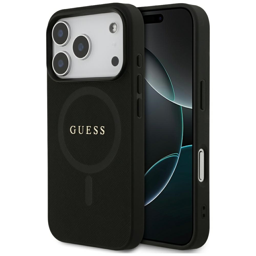 Guess Saffiano Classic Logo MagSafe Чехол для iPhone 17 Pro - чёрный