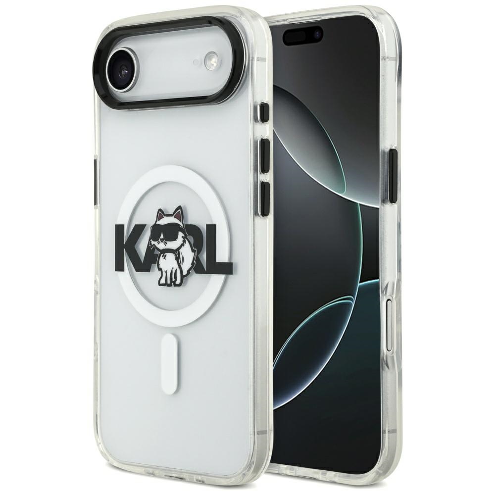 Karl Lagerfeld IML Choupette Sketch Logo Magnētiskais viedtālruņa apvalks iPhone Air - caurspīdīgs