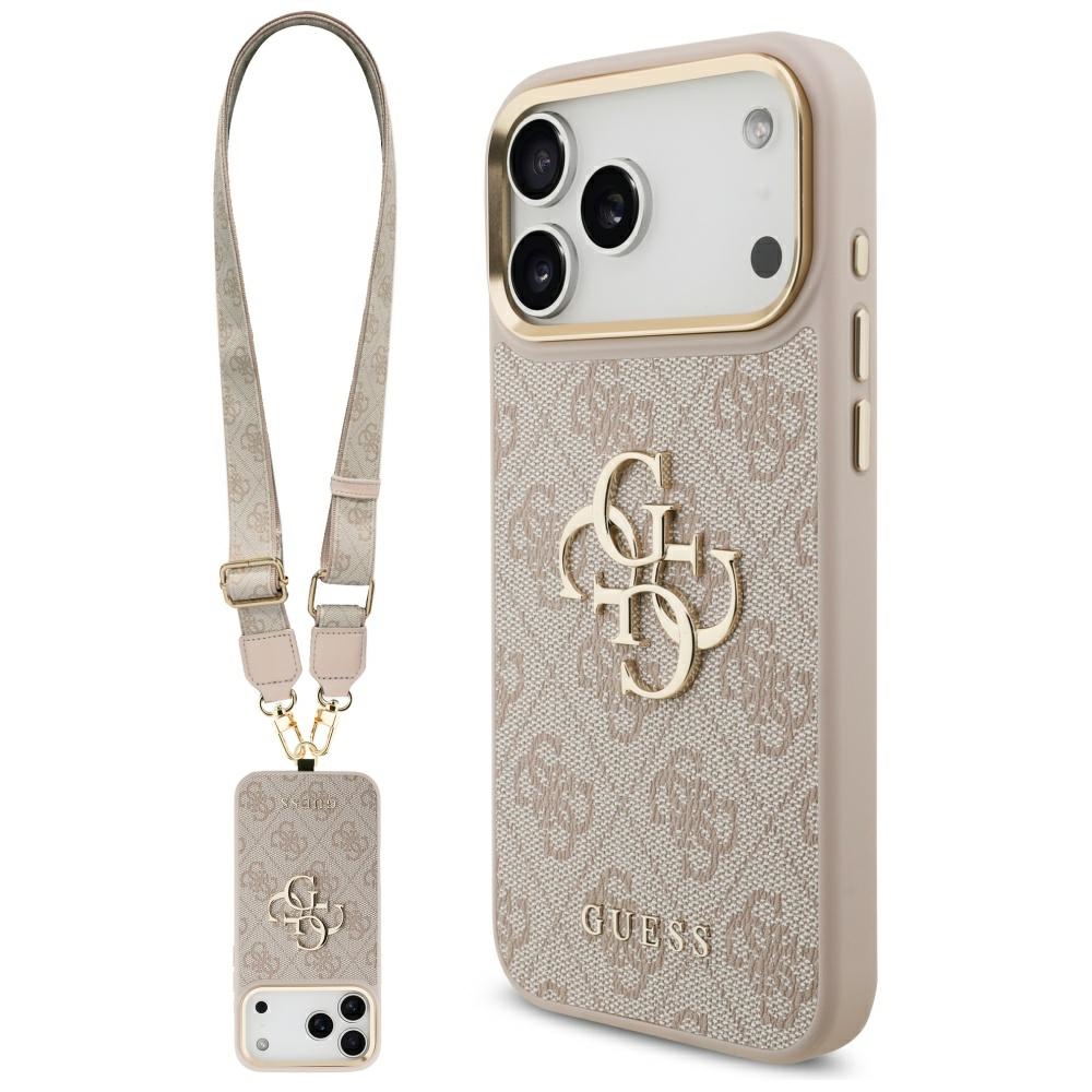 Guess 4G Big 4G Classic Logo Big Strap Metal Buttons Case for iPhone 17 Pro Max - Pink