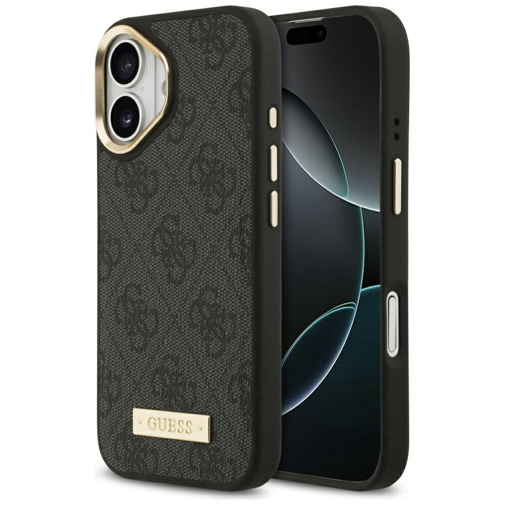 Guess 4G Logotipa Plāksne Magnētiskais viedtālruņa apvalks iPhone 17 melns