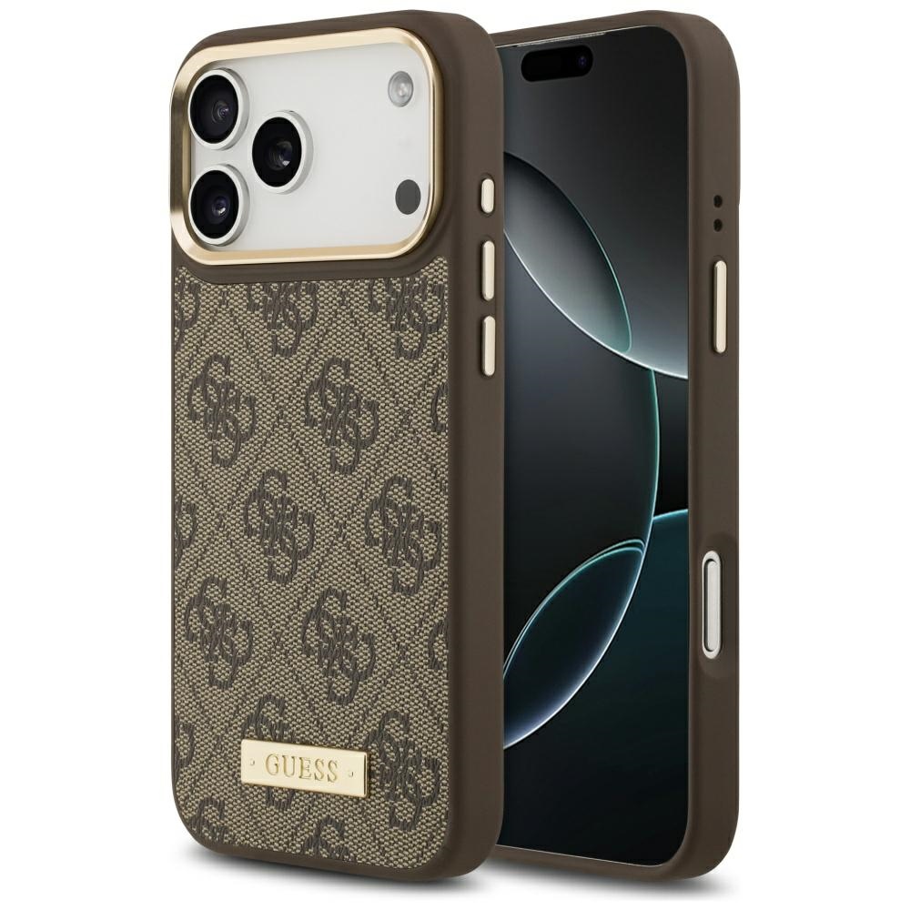 Guess 4G Logo Plate MagSafe Case for iPhone 17 Pro Max - Brown