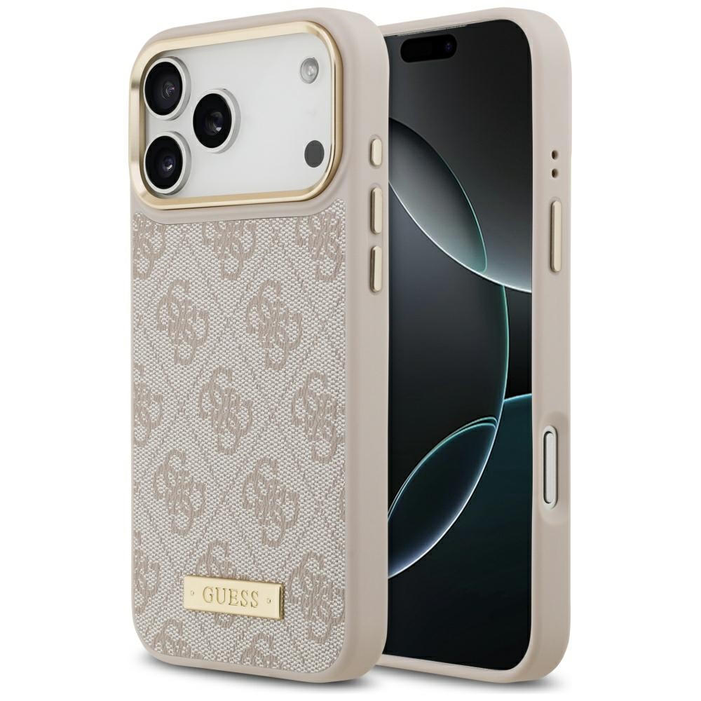 Guess 4G Logo Plate MagSafe Чехол для iPhone 17 Pro Max - розовый