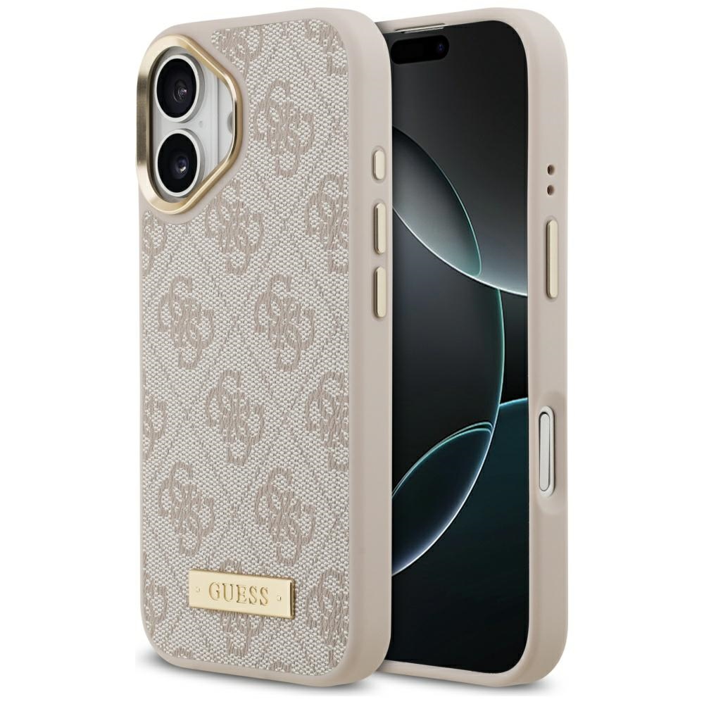 Guess 4G Logo Plate Magnētiskais apvalks iPhone 17 - rozā