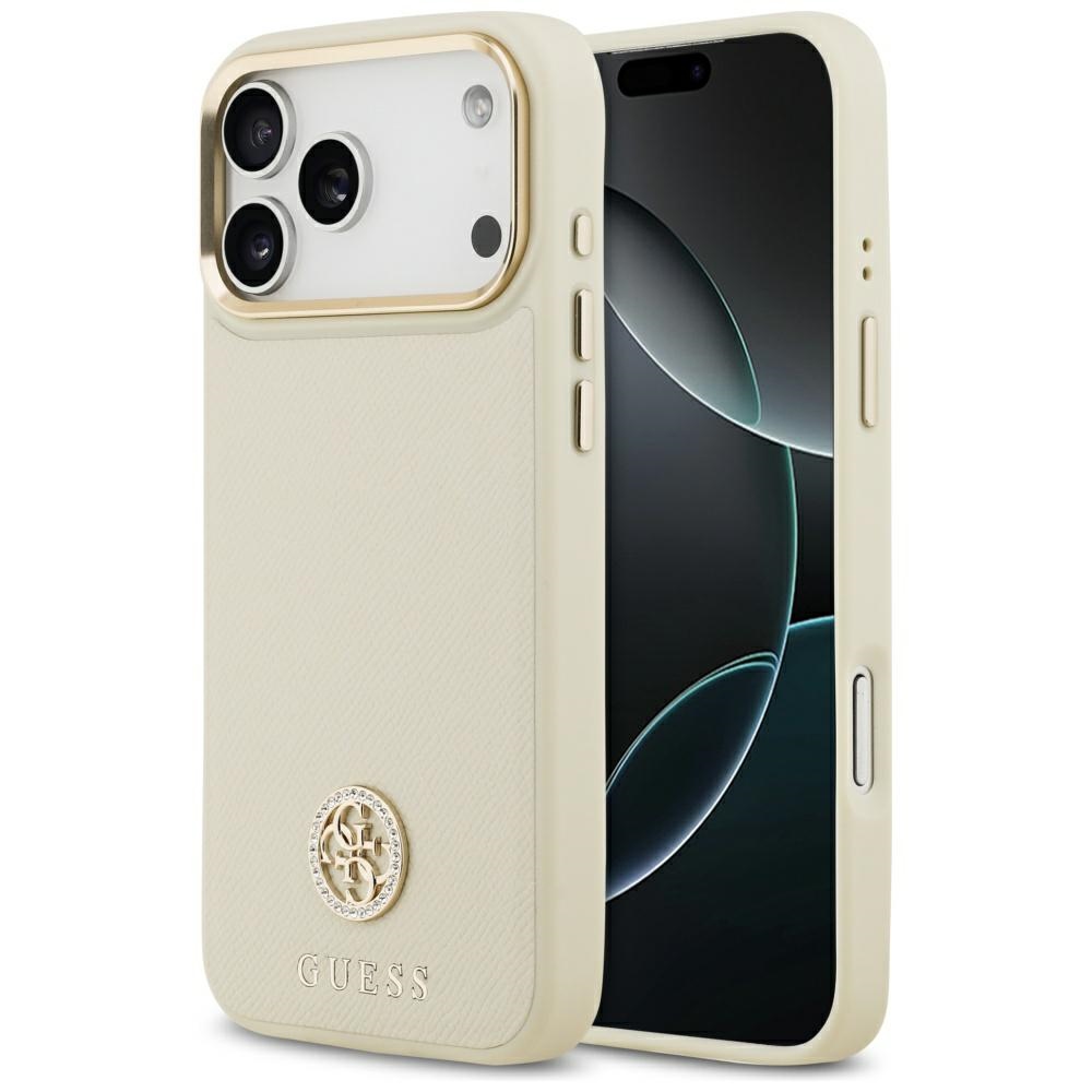 Guess Grained Strass Logo MagSafe чехол iPhone 17 Pro Max бежевый