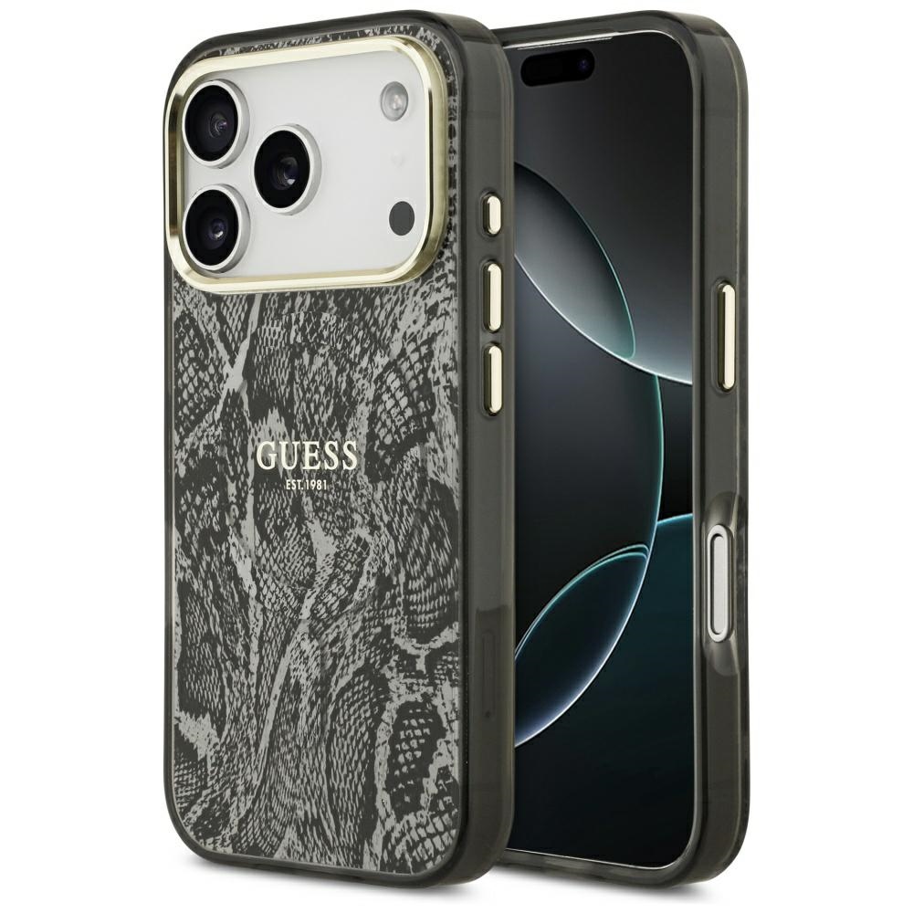 Guess Pitona raksta magnētiskais apvalks iPhone 17 Pro - melns
