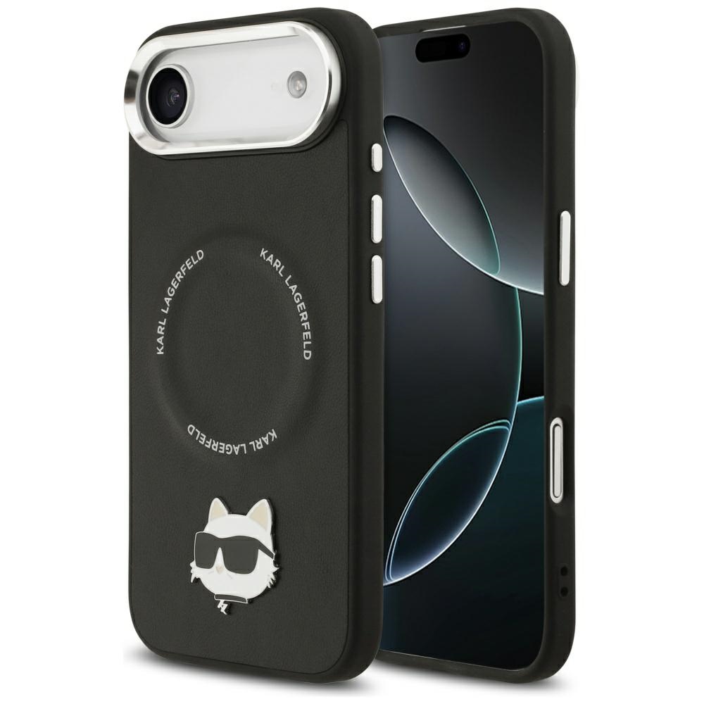 Karl Lagerfeld Choupette Pin Magnētiskais viedtālruņa apvalks iPhone Air - melns