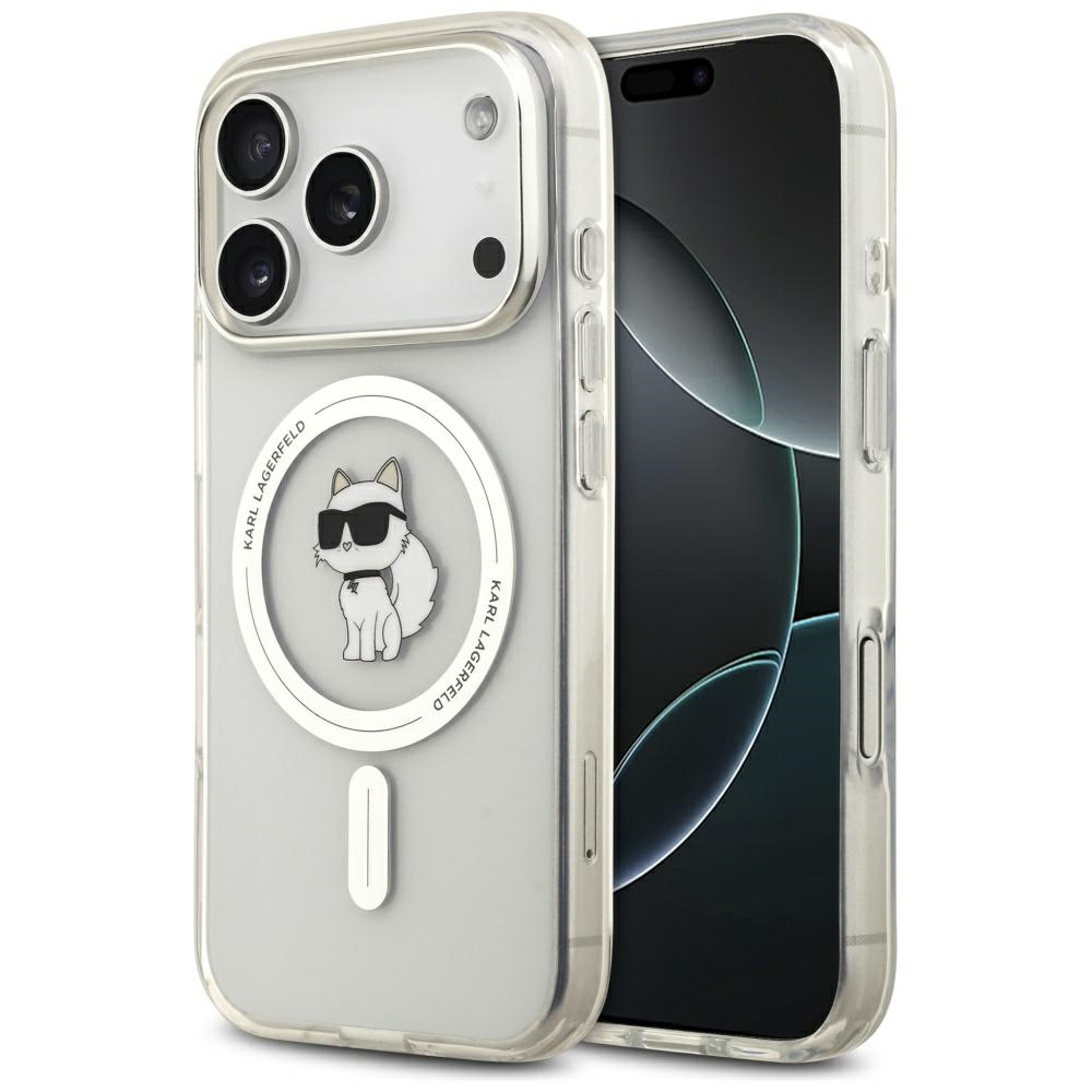 Karl Lagerfeld IML Choupette Magnētiskais MagSafe apvalks viedtālrunim iPhone 17 Pro Max - caurspīdīgs