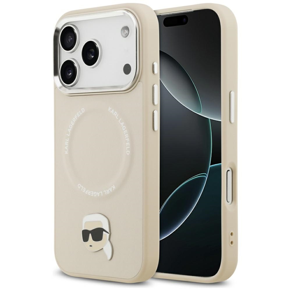 Karl Lagerfeld Karl Pin Magnētiskais viedtālruņa apvalks iPhone 17 Pro Max - Bēšs