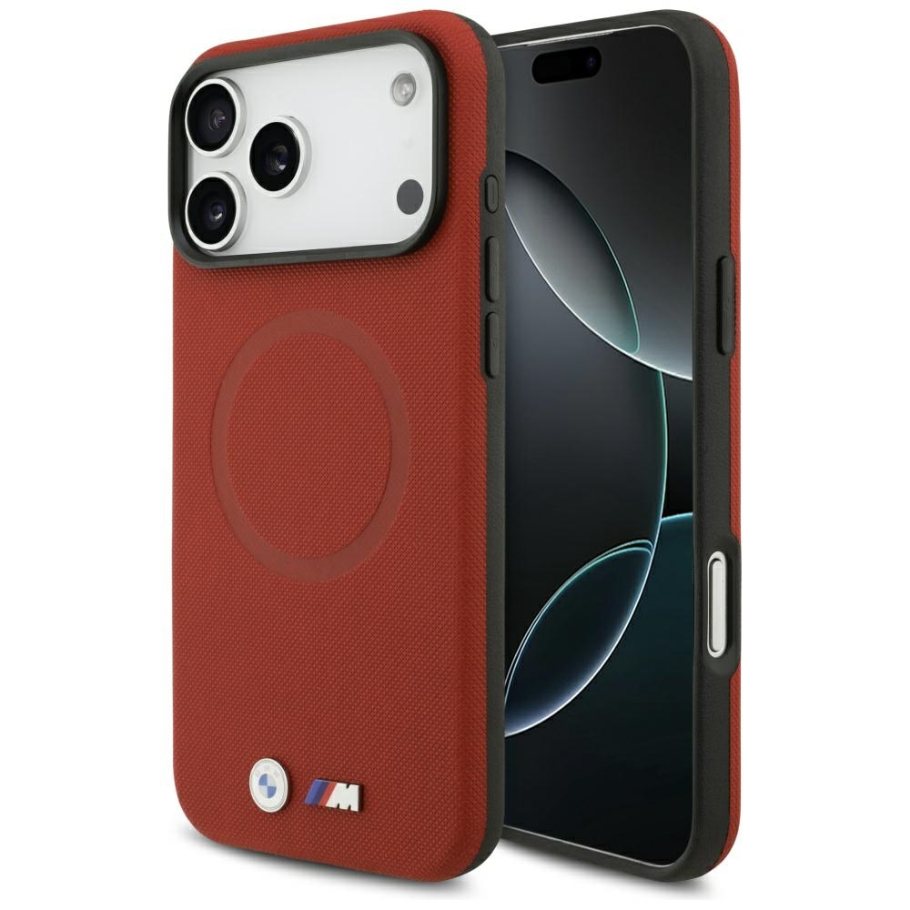 BMW M FW Metal Logo MagSafe futrālis iPhone 17 Pro Max - Sarkans