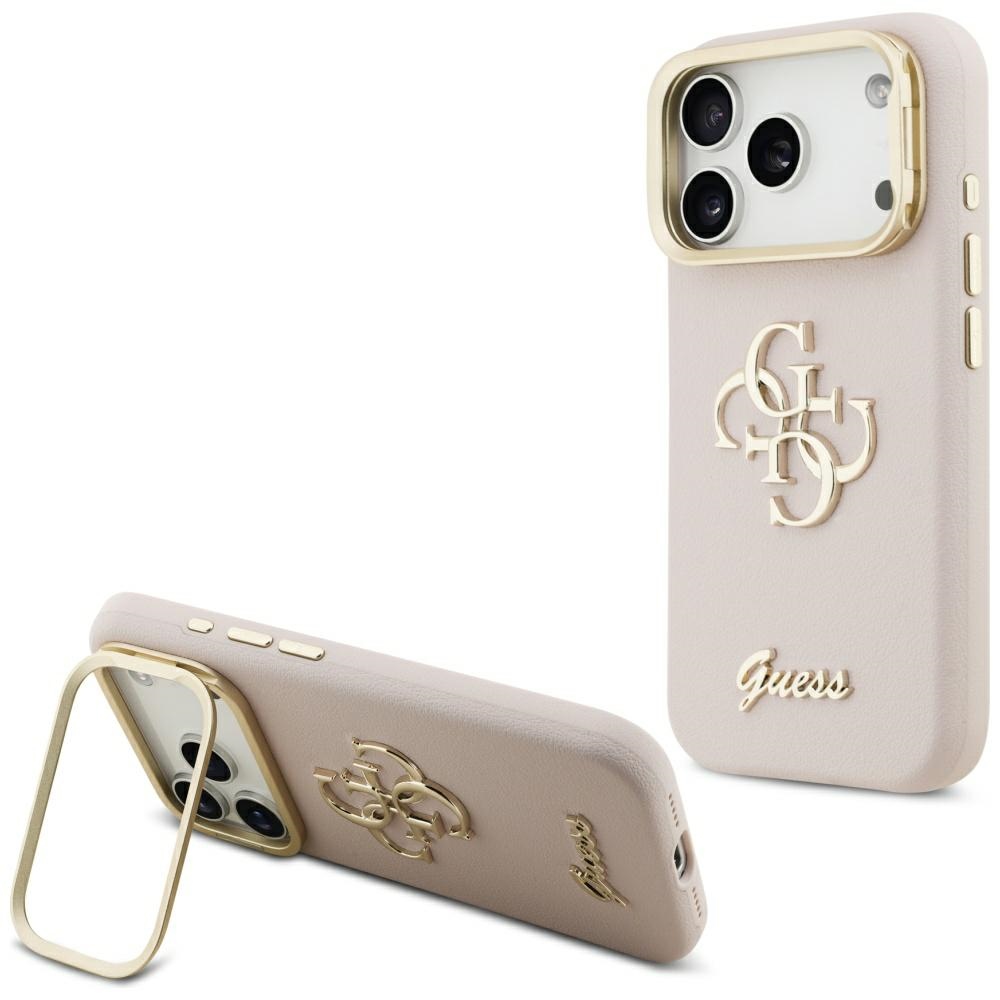 GUESS viedtālruņa apvalks IPHONE 17 Pro GUHCP17LPCS4GSP (Grained PU Big 4G & Stand Camera) rozā