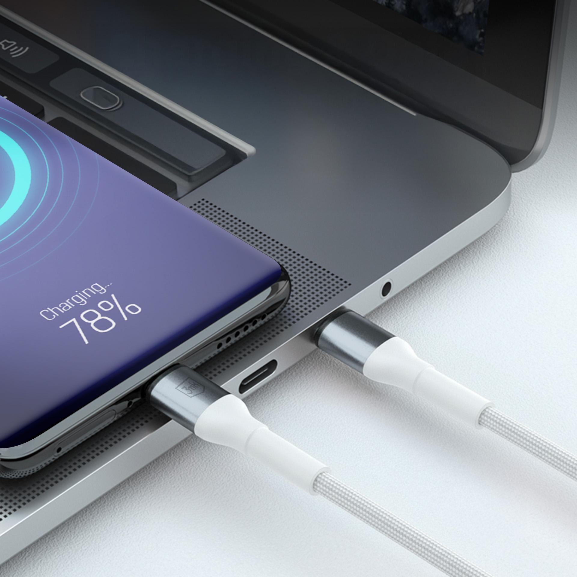 3mk Hyper Cable N-SERIES USB-A / USB-C 1m 9V/2A 18W kabelis - balts