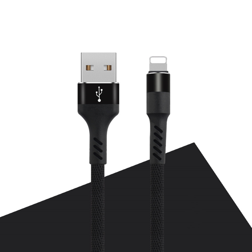 Maxlife MXUC-01 kabelis USB - Lightning 1,0 m 2A melns neilona materiāls