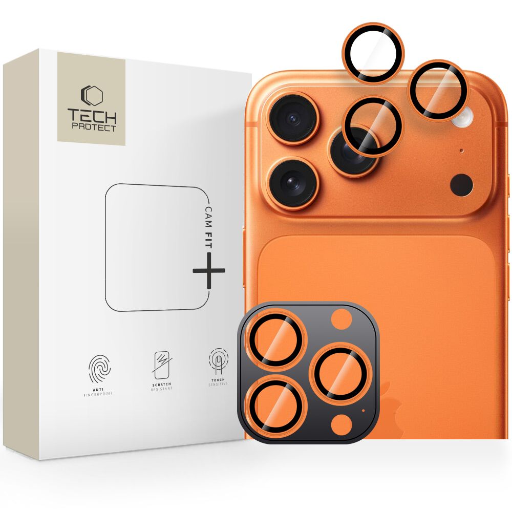 Tech-Protect Camring Fit+ kameras vāciņš, paredzēts iPhone 14 Pro / Max / 15 Pro / Max / 16 Pro / Max / 17 Pro / Max – oranžs
