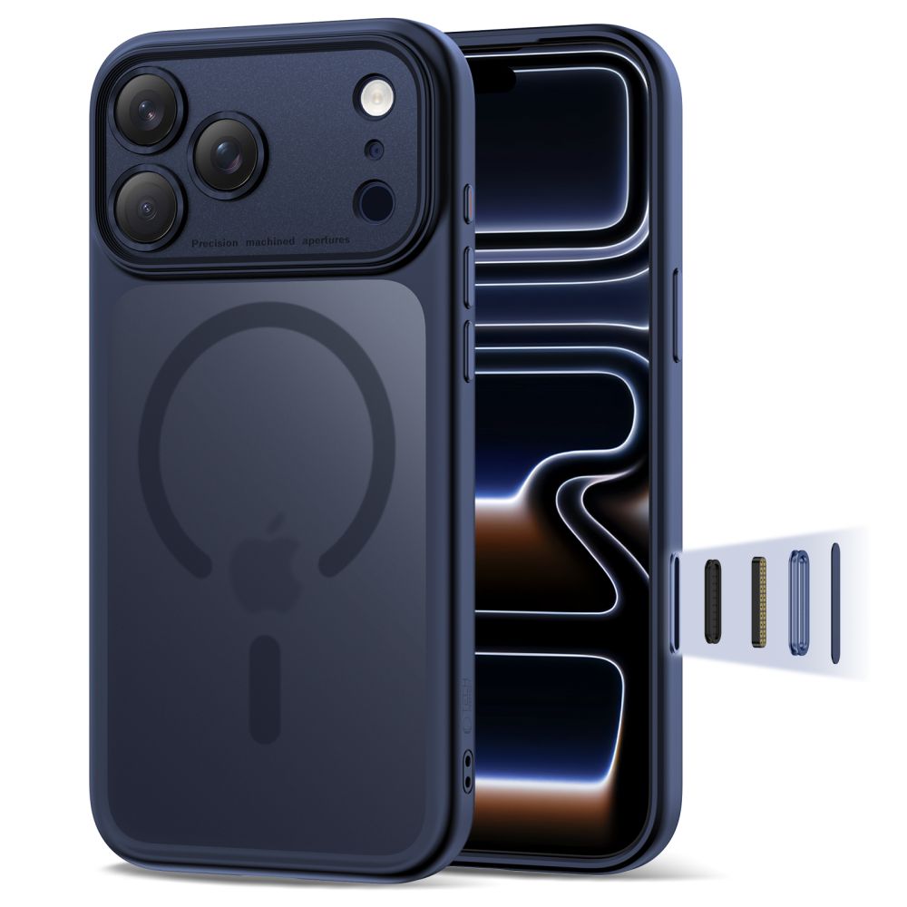 Чехол Tech-Protect Magpeak MagSafe CC для iPhone 17 Pro (матовый тёмно-синий)