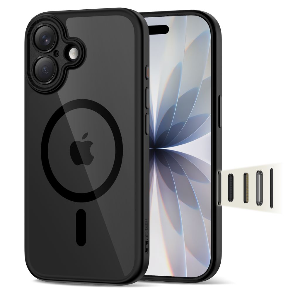 Tech-Protect Magpeak Magsafe CC futrālis iPhone 17 - caurspīdīgi melns