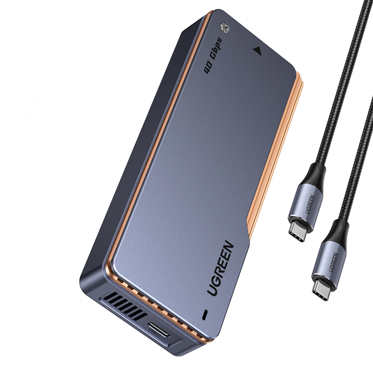 Ugreen D703 USB4 40Gb/s M.2 NVMe SSD korpuss ar aktīvo dzesēšanu - pelēks