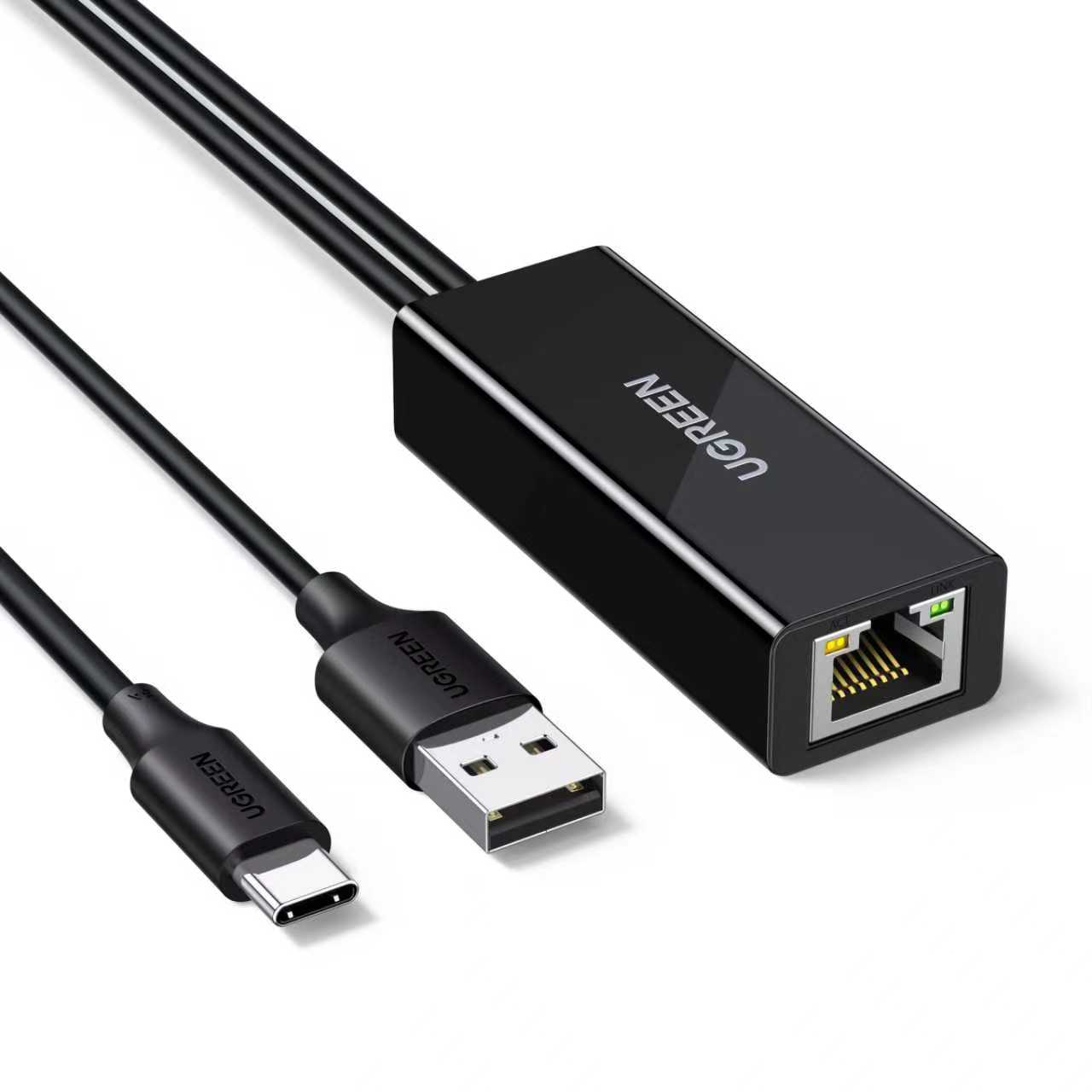 Ugreen USB-C uz RJ45 10/100 Mbps tīkla adapteris - melns