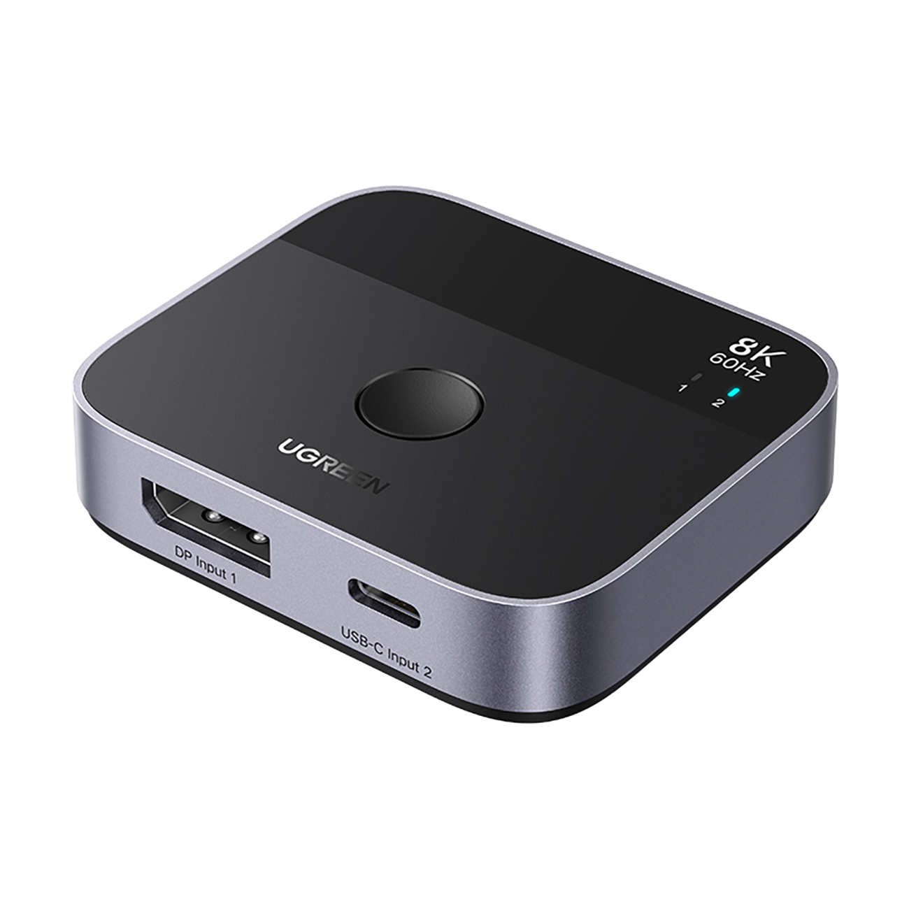 Ugreen DisplayPort/USB-C uz USB-C komutators - pelēks
