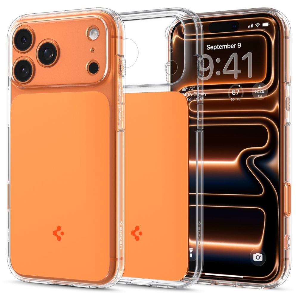 Spigen Thin Fit MagSafe Чехол для iPhone 17 Pro Max - прозрачный оранжевый