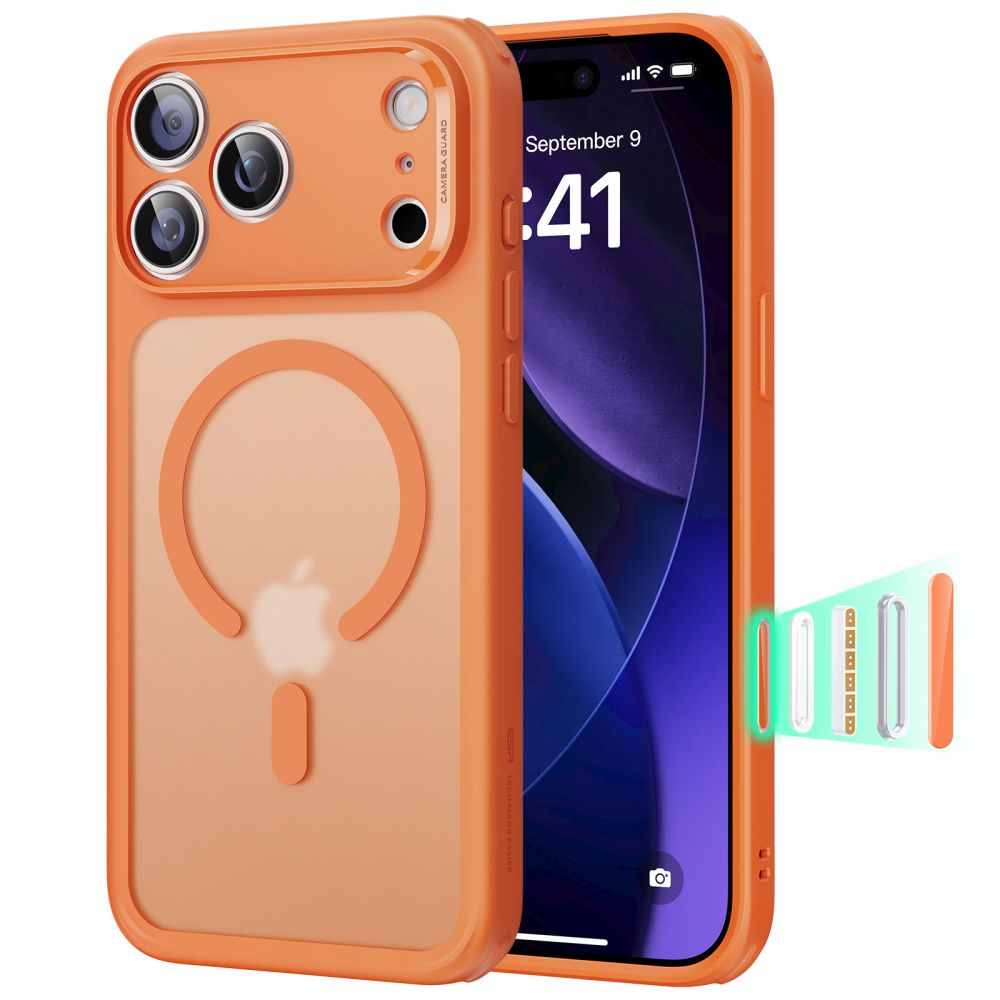 ESR Classic Hybrid MagSafe macins priekš iPhone 17 Pro - Caurspidigs oranzs