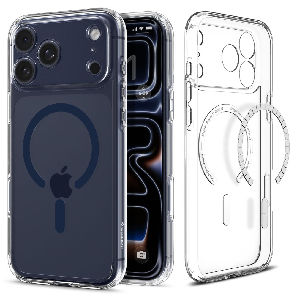 Чехол Spigen Ultra Hybrid MagSafe для iPhone 17 Pro Max - прозрачно-тёмно-синий