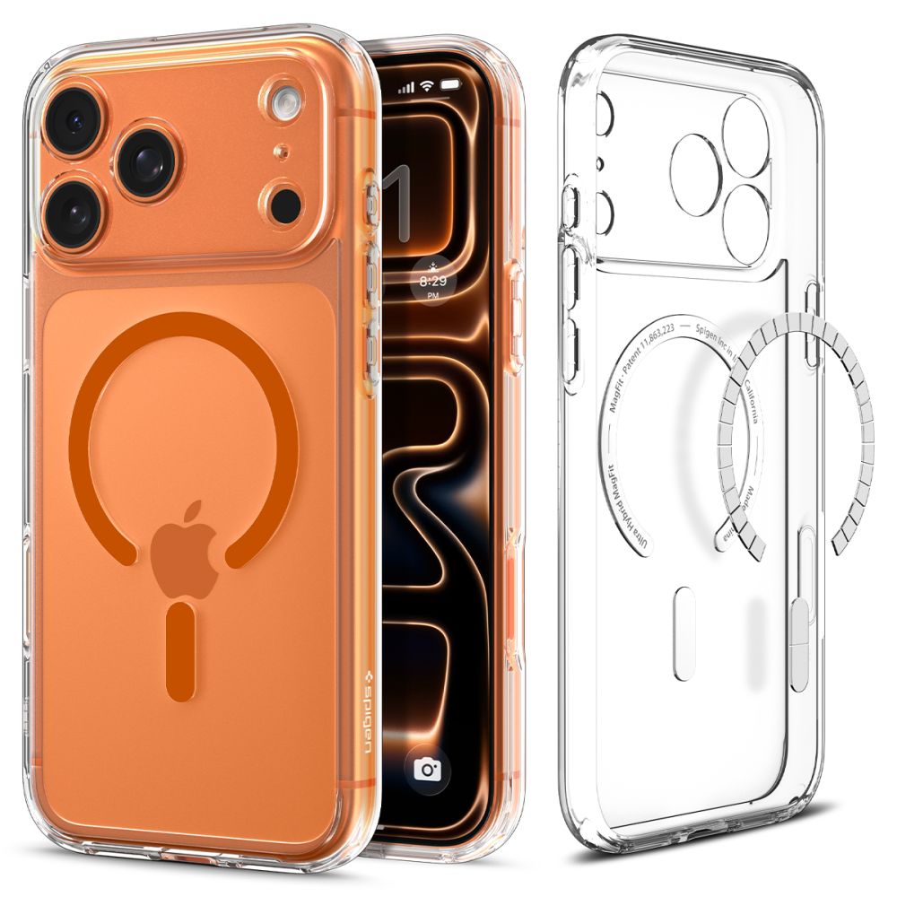 Чехол Spigen Ultra Hybrid MagSafe для iPhone 17 Pro - прозрачно-оранжевый