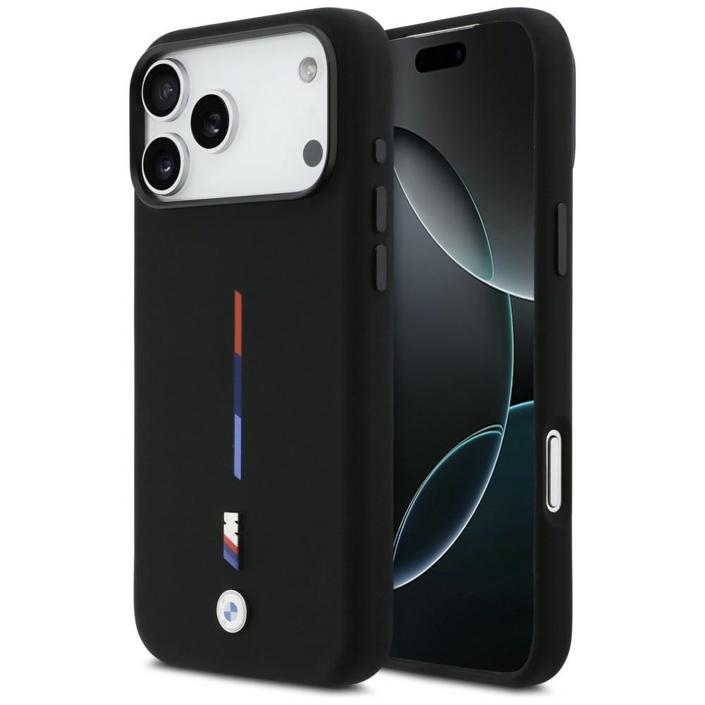 BMW M Silicon Tricolor Line MagSafe чехол iPhone 17 Pro Max - черный