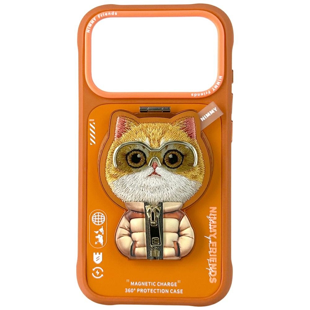 Чехол Nimmy Cool&Cute 2.0 Cat для iPhone 17 Pro с магнитным держателем - оранжевый