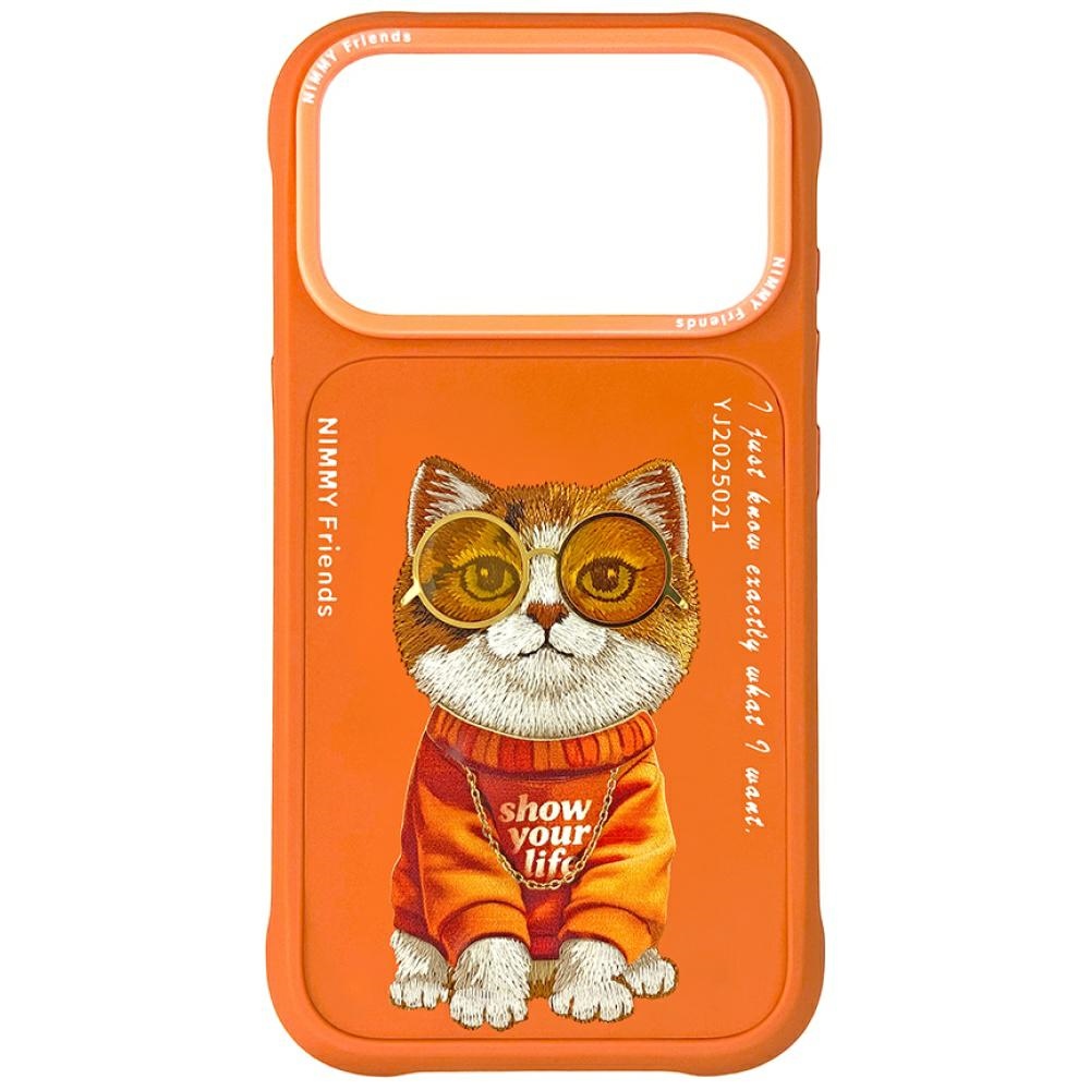 Чехол Nimmy Glasses Cool Cat для iPhone 17 Pro Max - оранжевый