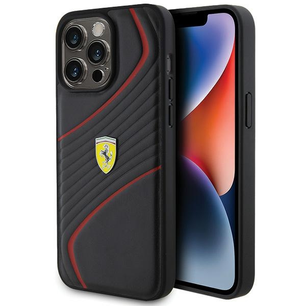 Ferrari Twist Metal Logo maciņš iPhone 15 Pro Max melns