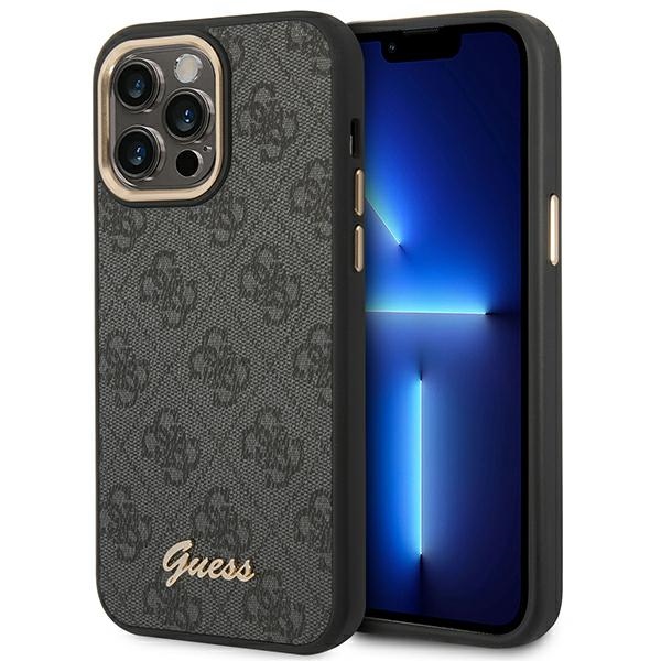 Guess 4G Vintage Gold Logo maciņš iPhone 14 Pro melns